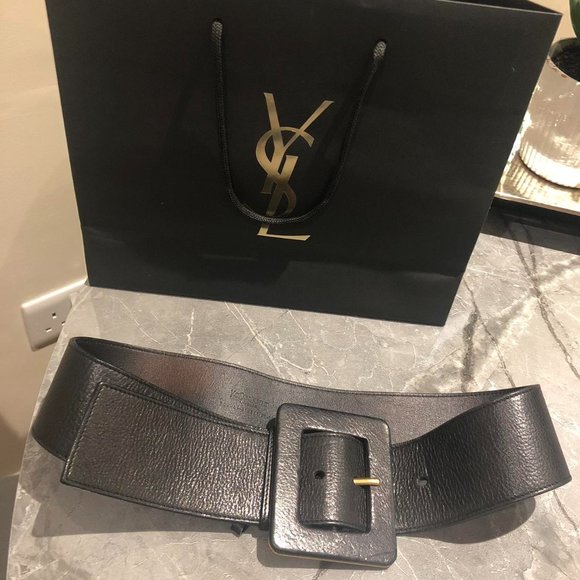Yves Saint Laurent Women\'s Black and Gold Belt